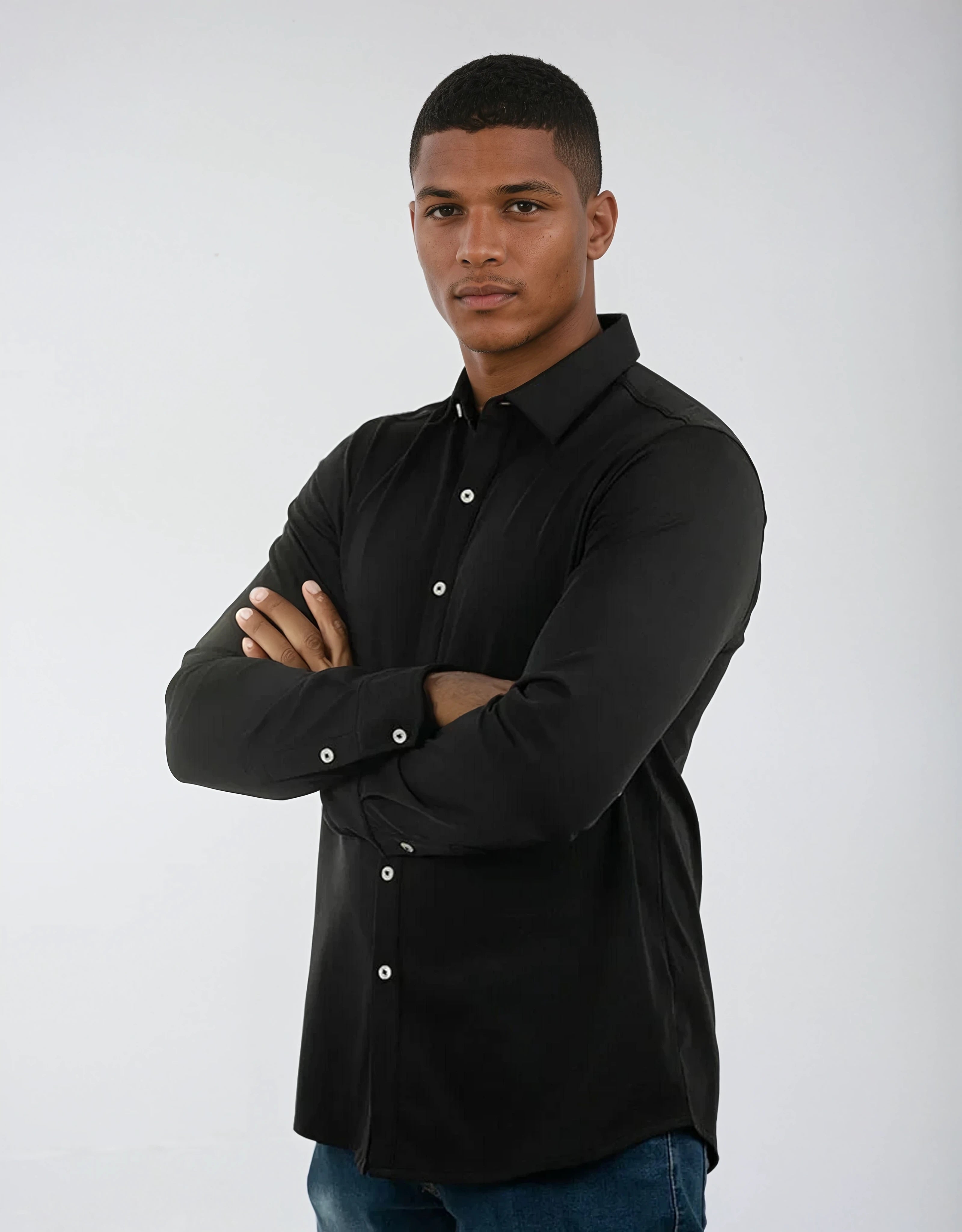 CHEMISE HYBRIDE COTON PIMA MONARQUE - Noir