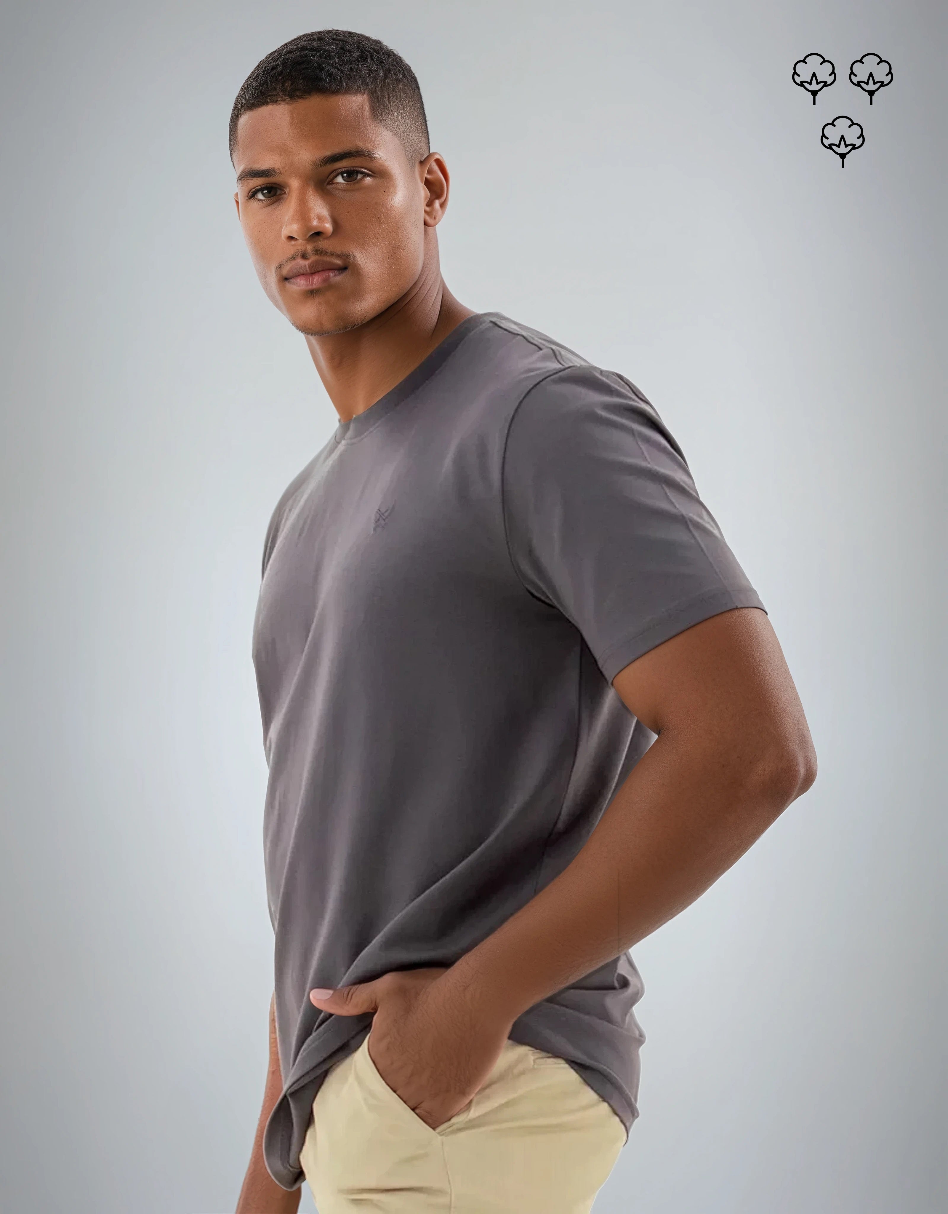 T-SHIRT 200 GRAMMES MONARQUE COTON PIMA GRIS ANTHRACITE