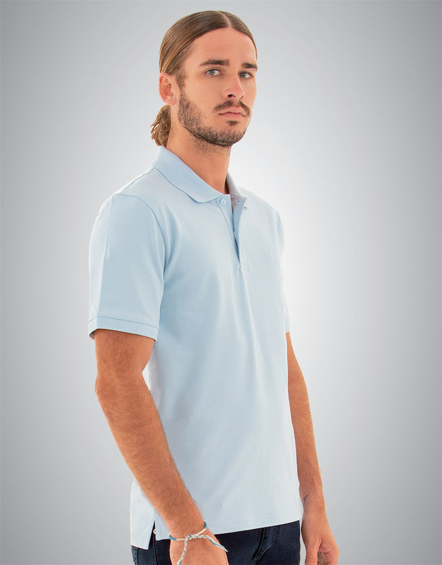 POLO PIQUÉ MONARQUE COTON PIMA BLEU CLAIR