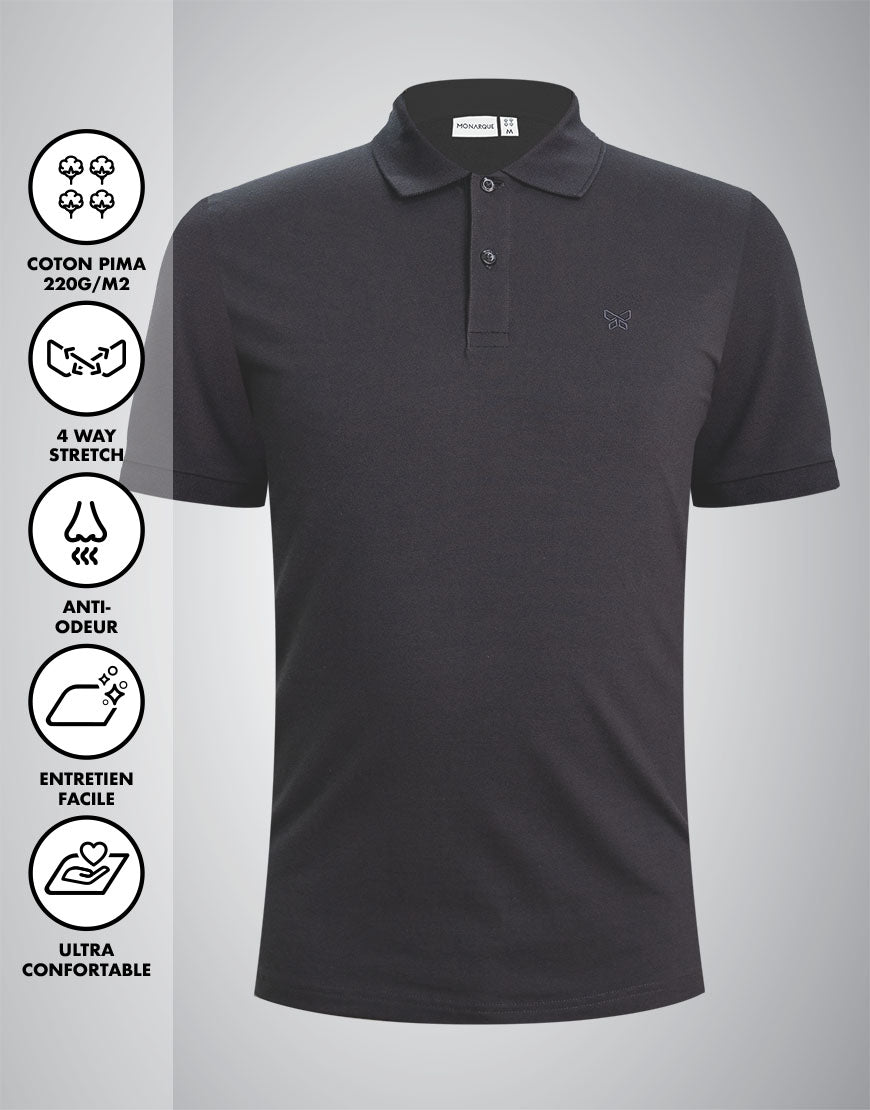 POLO PIQUÉ MONARQUE COTON PIMA GRIS ANTHRACITE