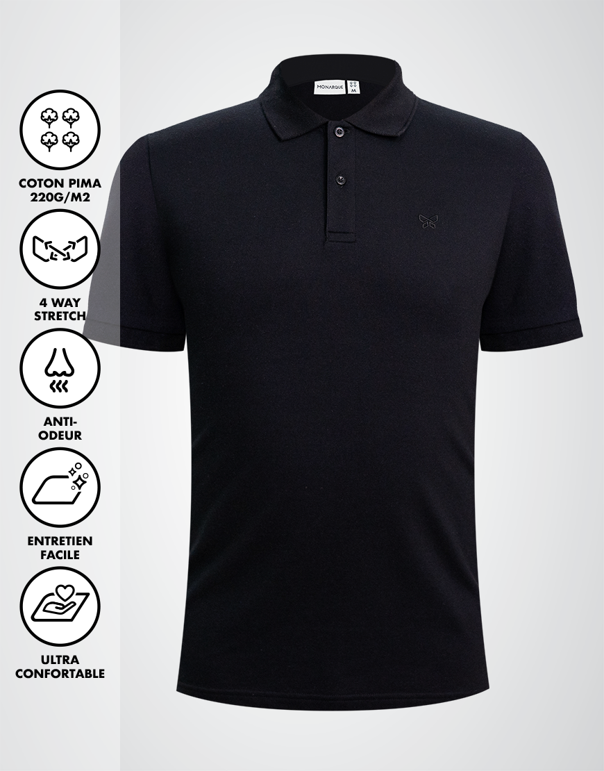 POLO PIQUÉ MONARQUE COTON PIMA NOIR