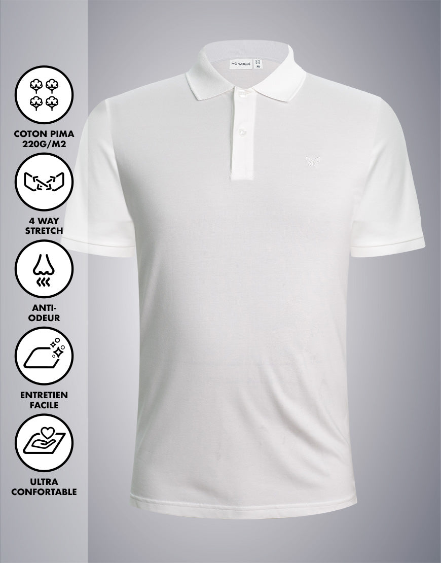 POLO PIQUÉ MONARQUE COTON PIMA Blanc