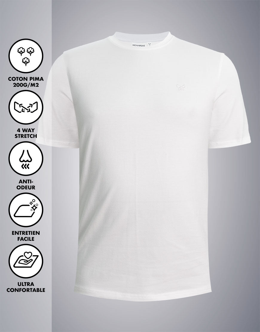 T-SHIRT 200 GRAMMES MONARQUE COTON PIMA BLANC