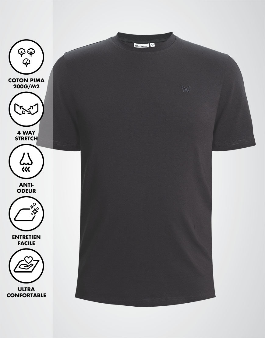 T-SHIRT 200 GRAMMES MONARQUE COTON PIMA GRIS ANTHRACITE