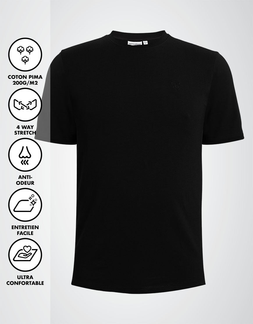 T-SHIRT 200 GRAMMES MONARQUE COTON PIMA NOIR