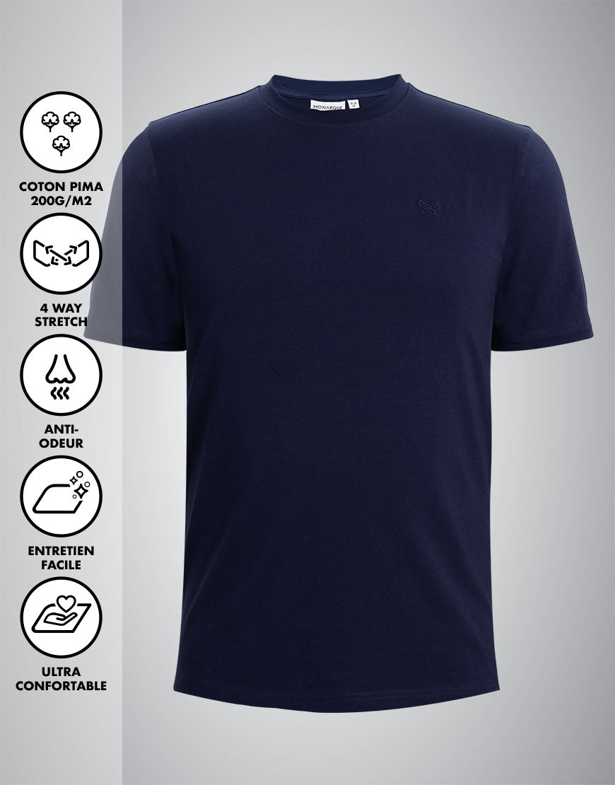 T-SHIRT 200 GRAMMES MONARQUE COTON PIMA BLEU MARINE