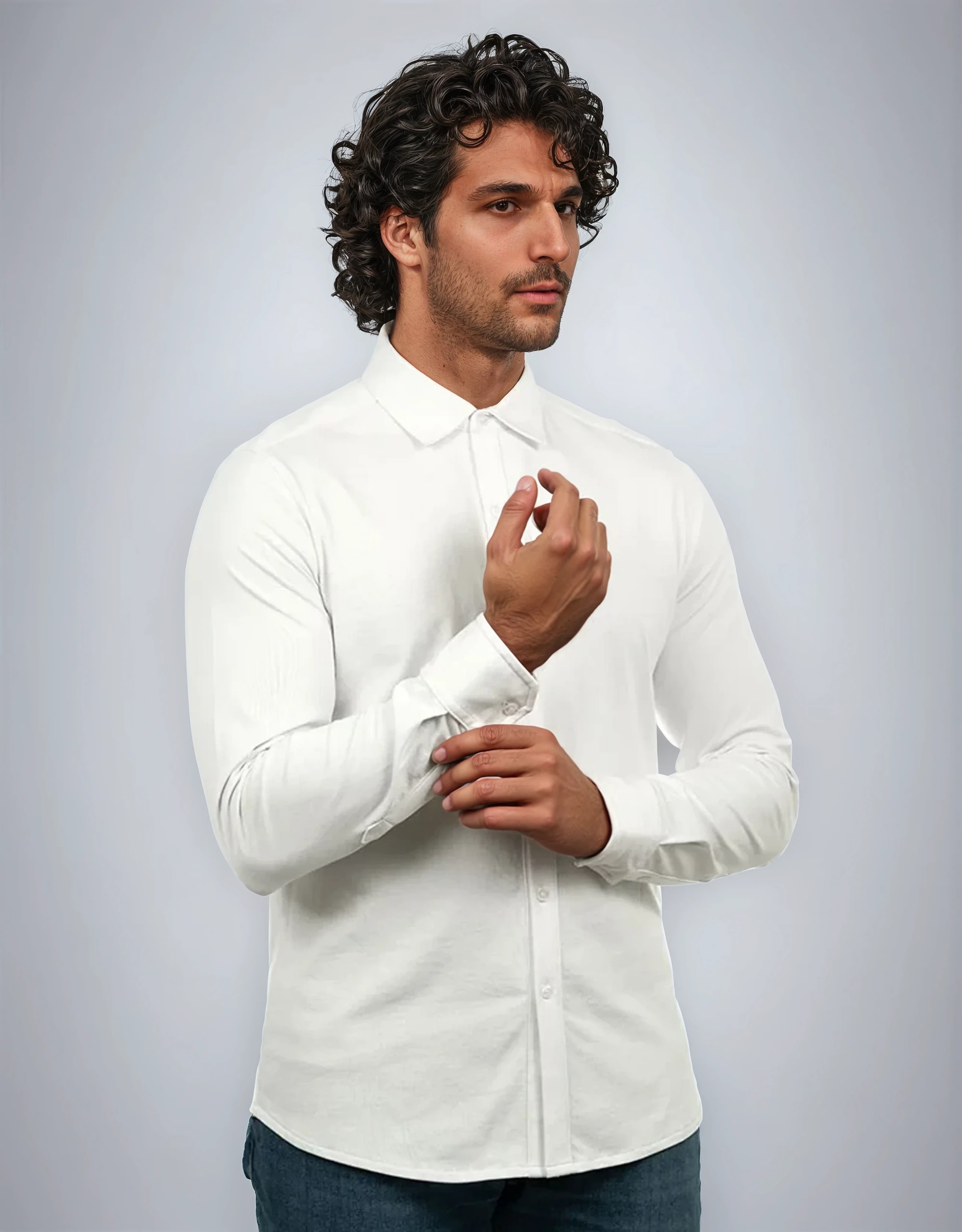 CHEMISE HYBRIDE COTON PIMA MONARQUE - Blanc